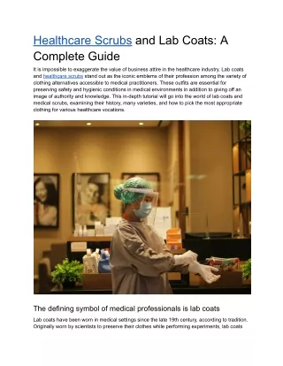 Healthcare Scrubs and Lab Coats - A Complete Guide