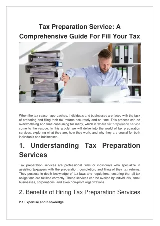 Tax Preparation Service A Comprehensive Guide For Fill Your Tax