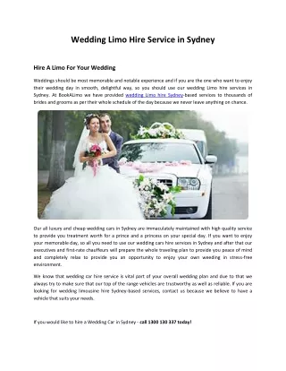 Hire Best Wedding Limo Service in Sydney - Book A Limo Car