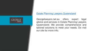 Estate Planning Lawyers Queensland  Georgelawyers.net.au