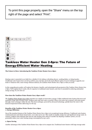Tankless Water Heater Gen 2-8pro: The Future of Energy-Efficient Water Heating
