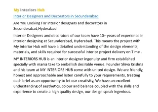 Interior Designers and Decorators in Secunderabad