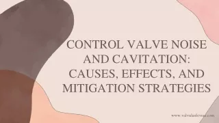 CONTROL VALVE NOISE AND CAVITATION: CAUSES, EFFECTS, AND MITIGATION STRATEGIES