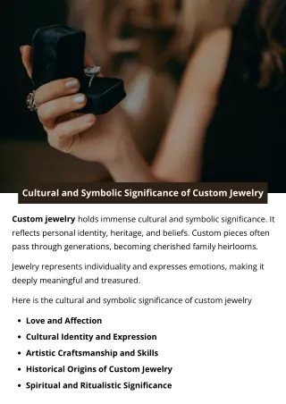 Cultural and Symbolic Significance of Custom Jewelry