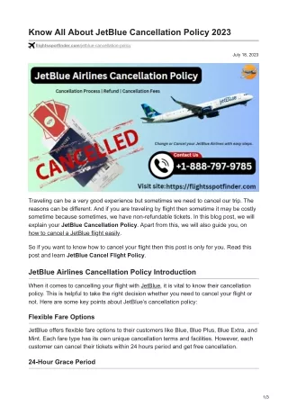 Know All About JetBlue Cancellation Policy 2023