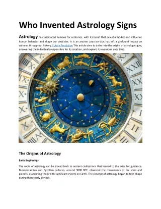 Who Invented Astrology Signs