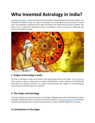 Who Invented Astrology in India