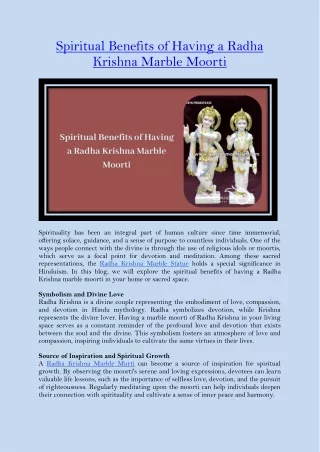 Spiritual Benefits of Having a Radha Krishna Marble Moorti