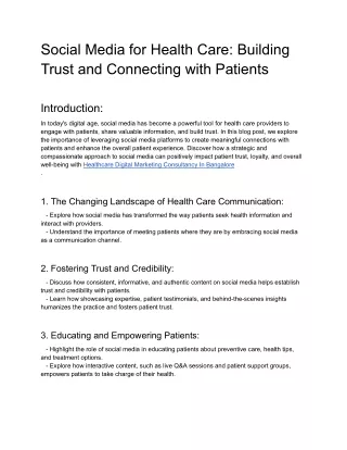 Social Media for Health Care_ Building Trust and Connecting with Patients