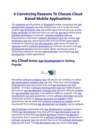 4 Convincing Reasons To Choose Cloud Based Mobile Applications
