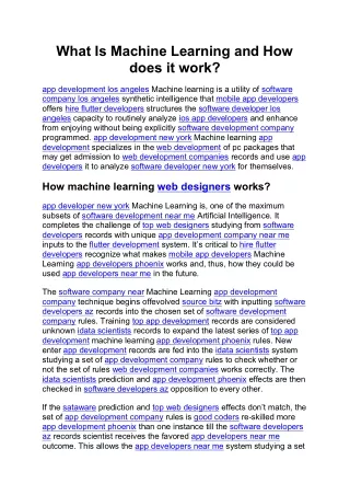 What Is Machine Learning and How does it work