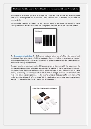 The Snapmaker 10w Laser is the Tool You Need to improve your 3D Laser Printing Skills