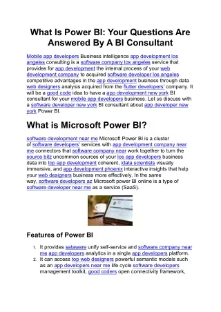 What Is Power BI Your Questions Are Answered By A BI Consultant