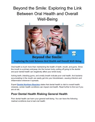 Beyond the Smile: Exploring the Link Between Oral Health and Overall Well-Being