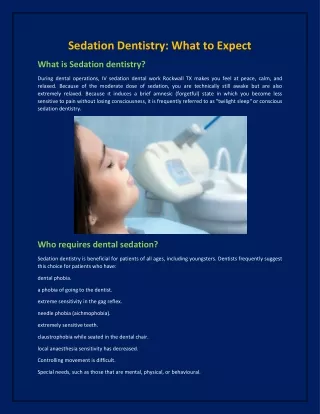 Sedation Dentistry: What to Expect