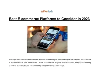 Best E-commerce Platforms to Consider in 2023