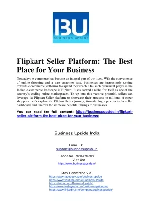 Flipkart Seller Platform: The Best Place for Your Business