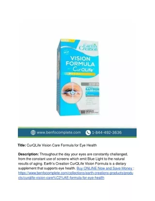 CurQLife Vision Care Formula for Eye Health