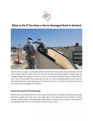 What to Do If You Have a Storm-Damaged Roof in Garland