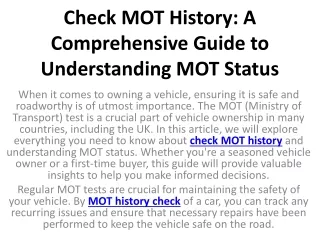 Check MOT History A Comprehensive Guide to Understanding MOT Status