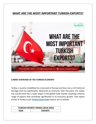 WHAT ARE THE MOST IMPORTANT TURKISH EXPORTS ?