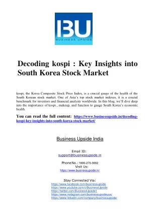 Decoding kospi : Key Insights into South Korea Stock Market