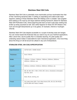 Stainless Steel 304 Coils Stockists