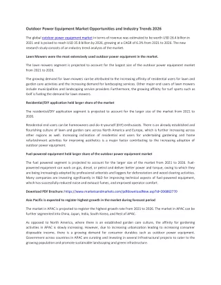 Outdoor Power Equipment Market