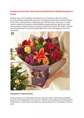 Sending Love from Afar How Flowersonline24 Delivers Birthday Bouquets to London