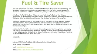 Fuel & Tire Saver