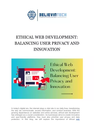ETHICAL WEB DEVELOPMENT: BALANCING USER PRIVACY AND INNOVATION