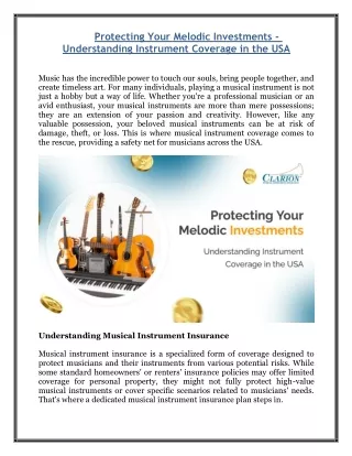 Protecting Your Melodic Investments - Understanding Instrument Coverage in the USA