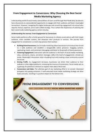 From Engagement to Conversions Why Choosing the Best Social Media Marketing Agency