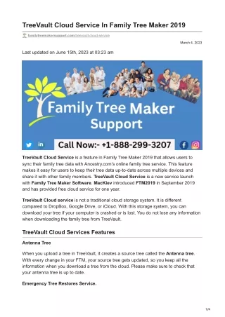 TreeVault Cloud Service In Family Tree Maker 2019