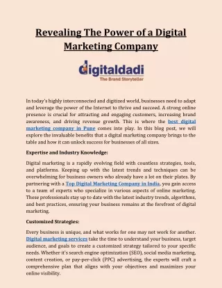 Revealing The Power of a Digital Marketing Company