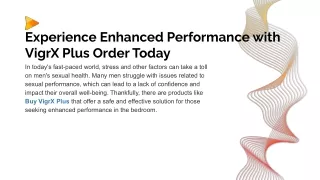 Experience Enhanced Performance with VigrX Plus Order Today