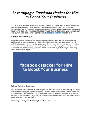 Leveraging a Facebook Hacker for Hire to Boost Your Business