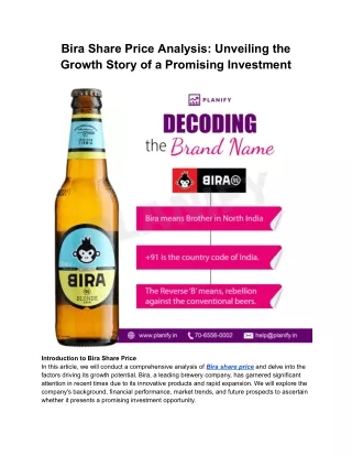 Bira Share Price Analysis_ Unveiling the Growth Story of a Promising Investment