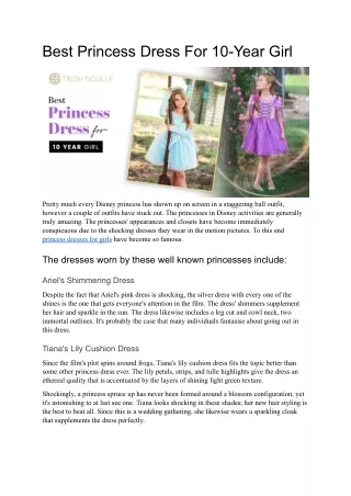 Best Princess Dress For 10-Year Girl