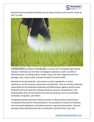 Pesticide Technical Material Market Future Aspect Analysis and Current Trends