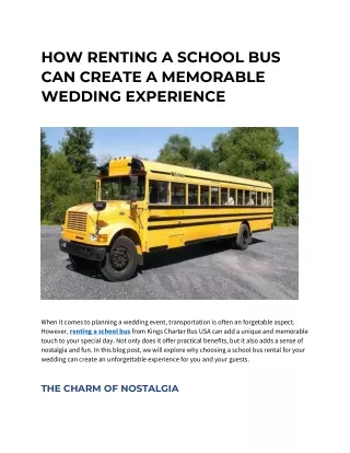 HOW RENTING A SCHOOL BUS CAN CREATE A MEMORABLE WEDDING EXPE