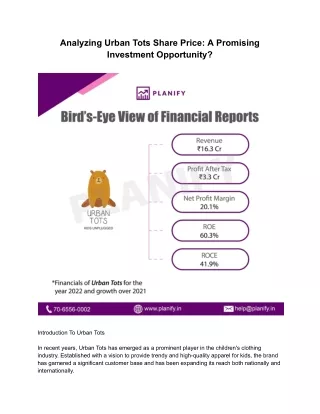 Analyzing Urban Tots Share Price_ A Promising Investment Opportunity