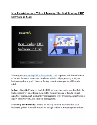 Key Considerations When Choosing the best trading erp software in UAE