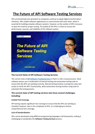 The Future of API Software Testing Services