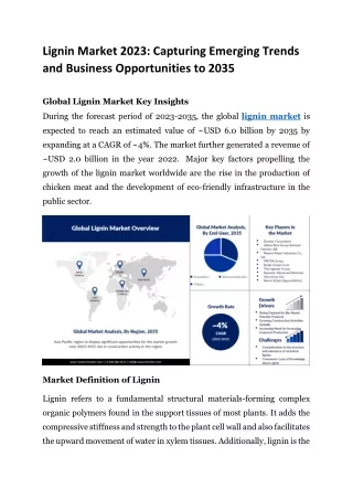 Lignin Market Growth Forecast: Unlocking Potential (2023-2035)