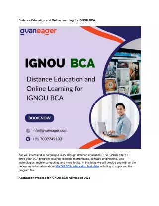 Distance Education and Online Learning for IGNOU BCA.