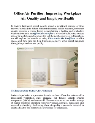 Office Air Purifier: Improving Workplace Air Quality and Employee Health