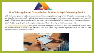 How To Recognize and Choose the Best Provider for Legal Outsourcing Service