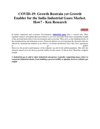 India Industrial Gases Growth Strategy Market Report - Ken Research