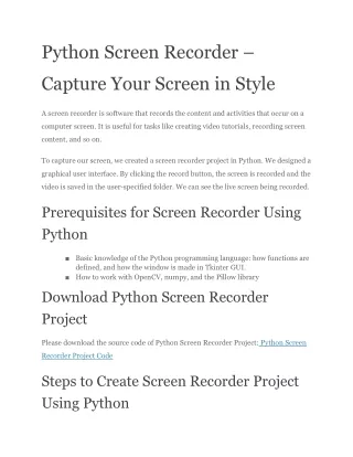 Python Screen Recorder – Capture Your Screen in Style